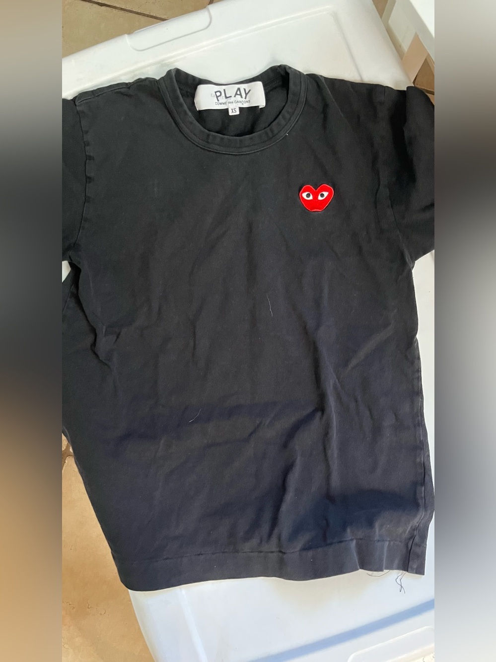 Comme des Garçons PLAY Kids Black Tee with Red Heart Patch